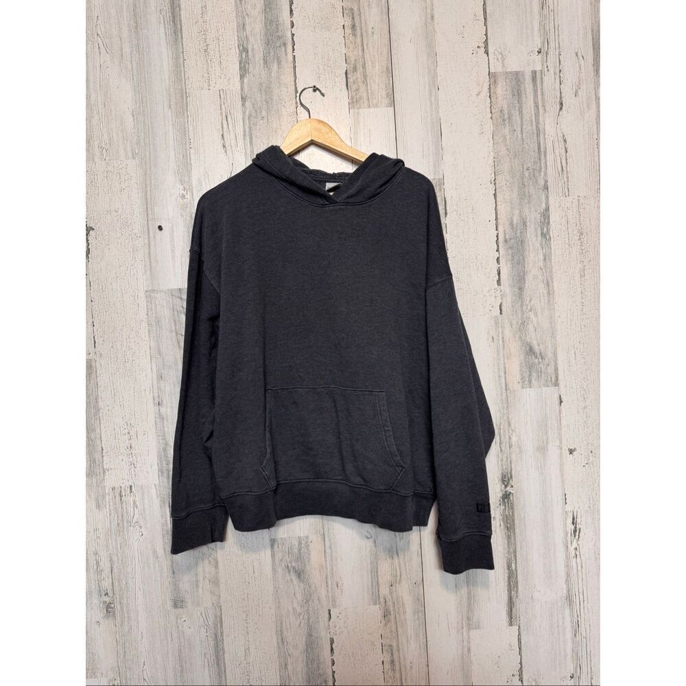PINK Victoria's Secret Hoodie Womens Large Dark Grey Solid Pullover Sweatshirt